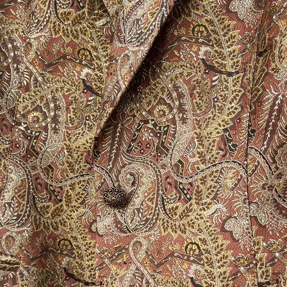 70s Vintage Gold Paisley Coat Unisex Chetta B Evening - Picture 4 of 14